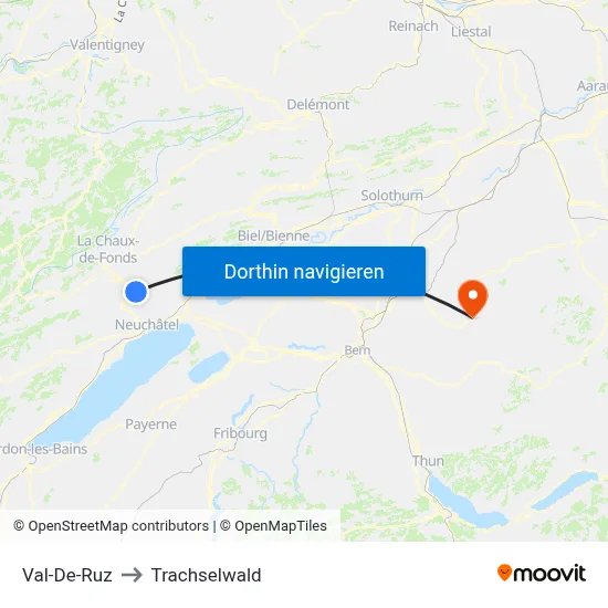 Val-De-Ruz to Trachselwald map
