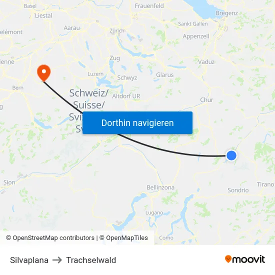 Silvaplana to Trachselwald map