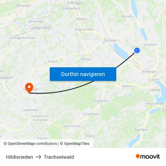 Hildisrieden to Trachselwald map