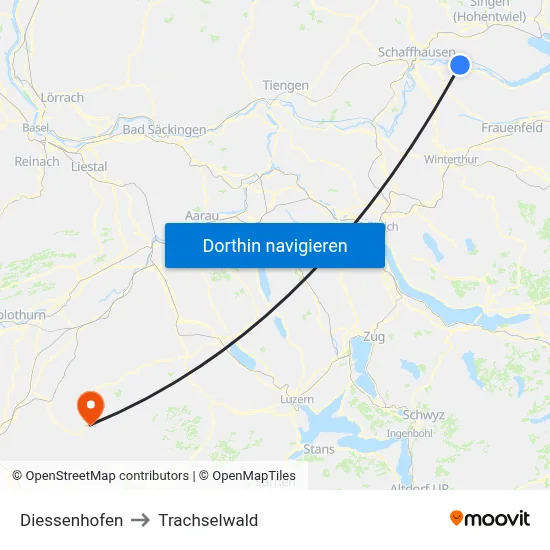 Diessenhofen to Trachselwald map