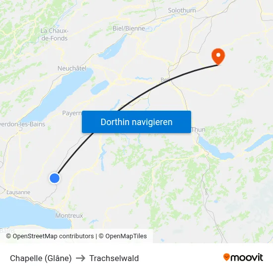 Chapelle (Glâne) to Trachselwald map
