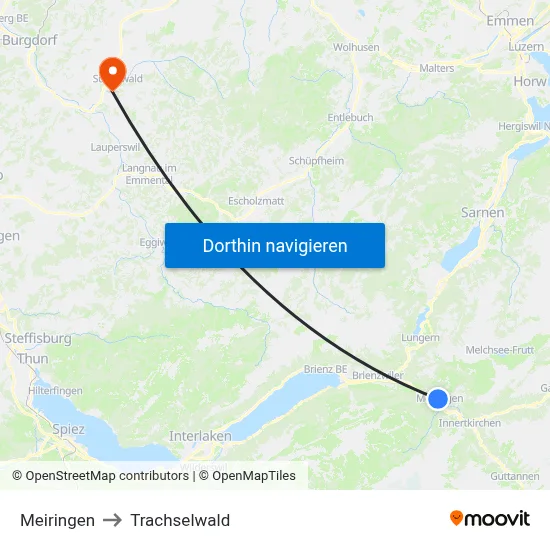 Meiringen to Trachselwald map