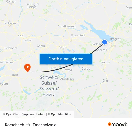 Rorschach to Trachselwald map