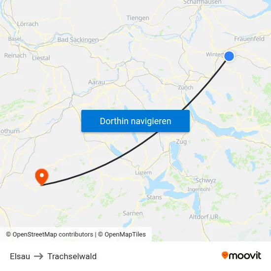 Elsau to Trachselwald map