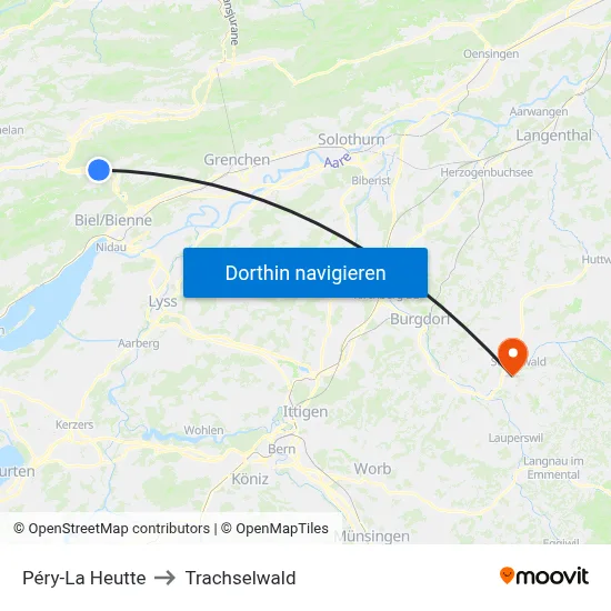 Péry-La Heutte to Trachselwald map