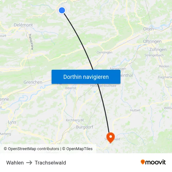 Wahlen to Trachselwald map