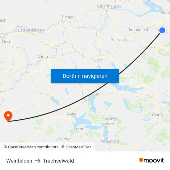 Weinfelden to Trachselwald map