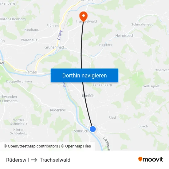 Rüderswil to Trachselwald map