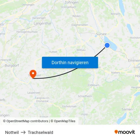 Nottwil to Trachselwald map