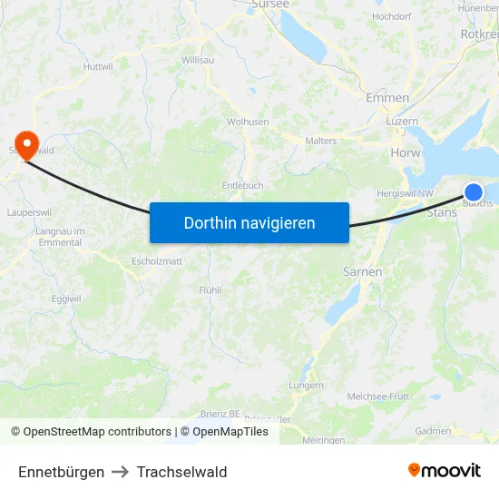 Ennetbürgen to Trachselwald map
