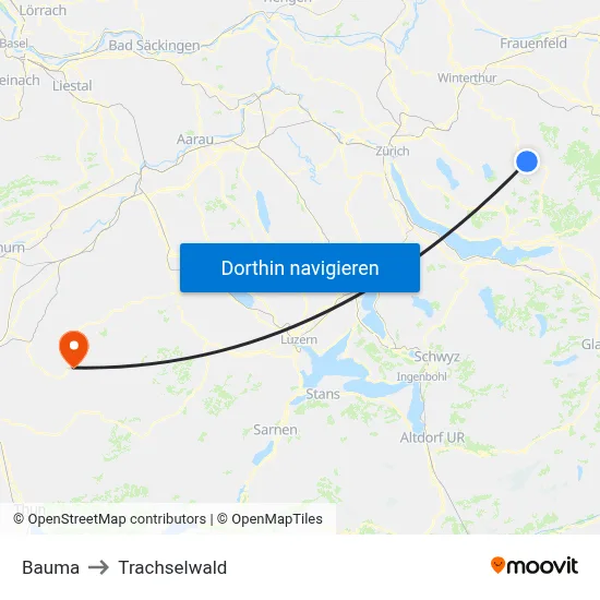 Bauma to Trachselwald map