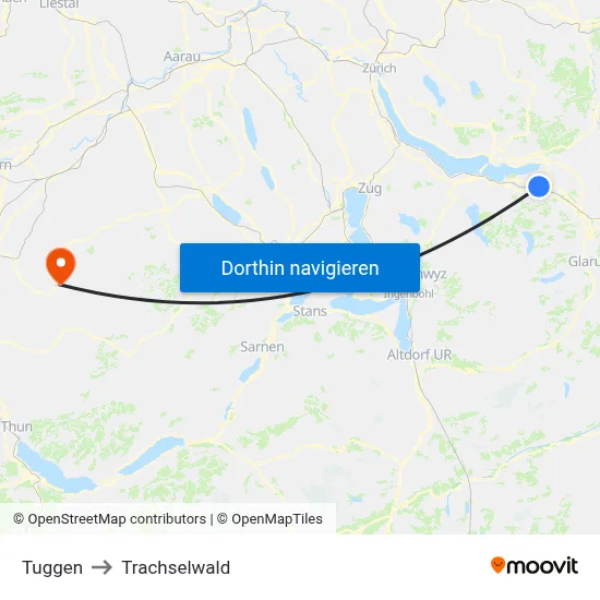 Tuggen to Trachselwald map