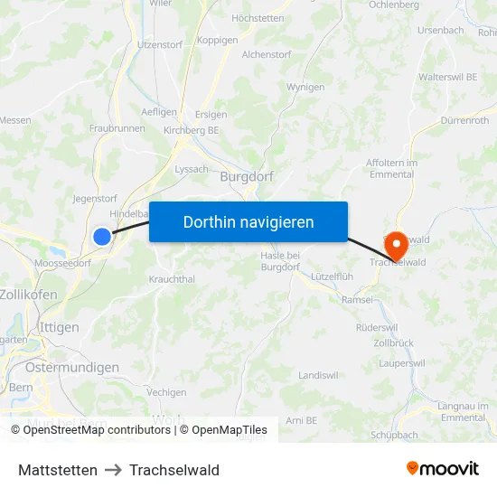 Mattstetten to Trachselwald map