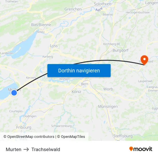 Murten to Trachselwald map