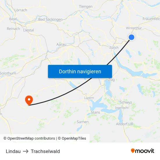 Lindau to Trachselwald map