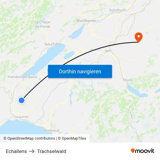 Echallens to Trachselwald map