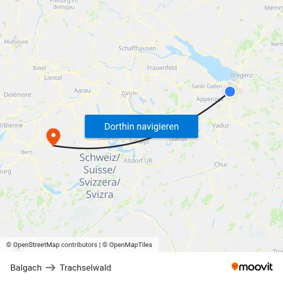 Balgach to Trachselwald map