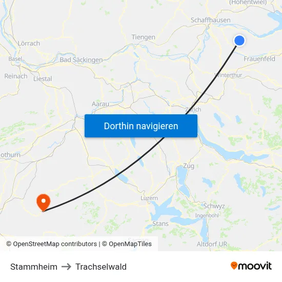 Stammheim to Trachselwald map