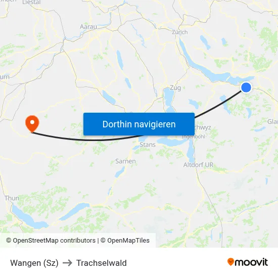 Wangen (Sz) to Trachselwald map