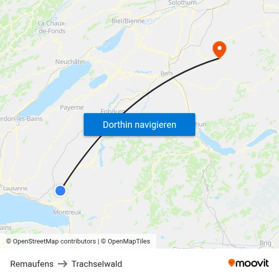 Remaufens to Trachselwald map
