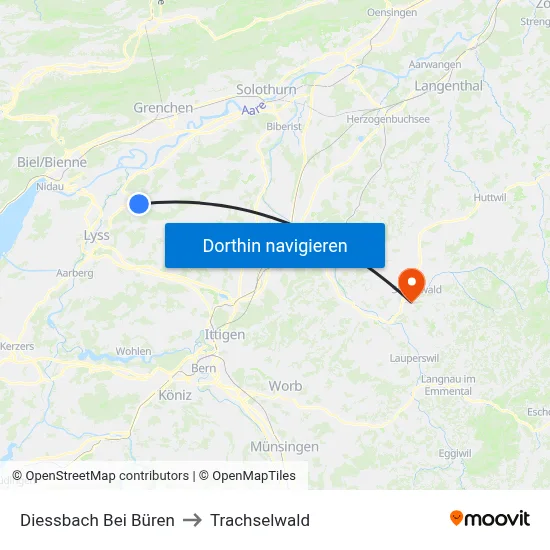 Diessbach Bei Büren to Trachselwald map