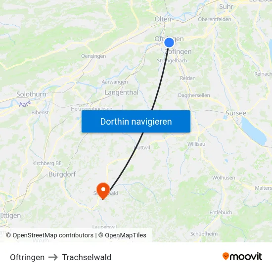 Oftringen to Trachselwald map