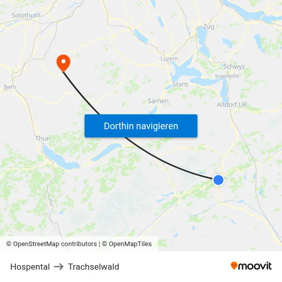 Hospental to Trachselwald map