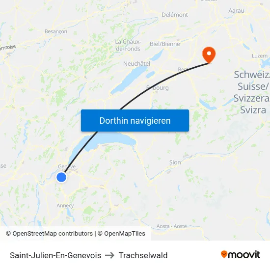 Saint-Julien-En-Genevois to Trachselwald map