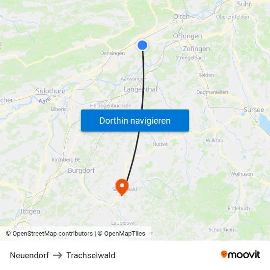 Neuendorf to Trachselwald map