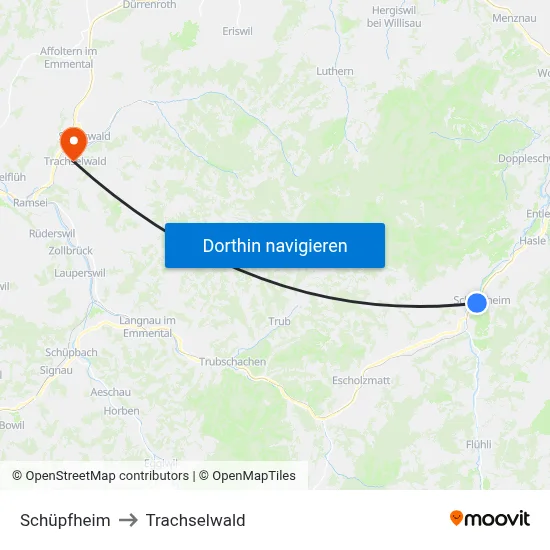 Schüpfheim to Trachselwald map