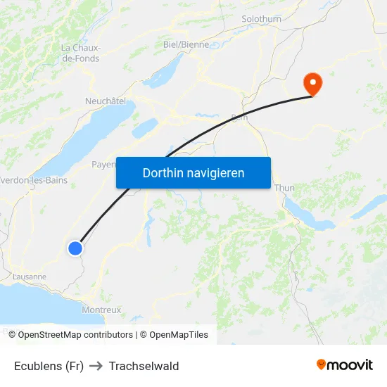 Ecublens (Fr) to Trachselwald map