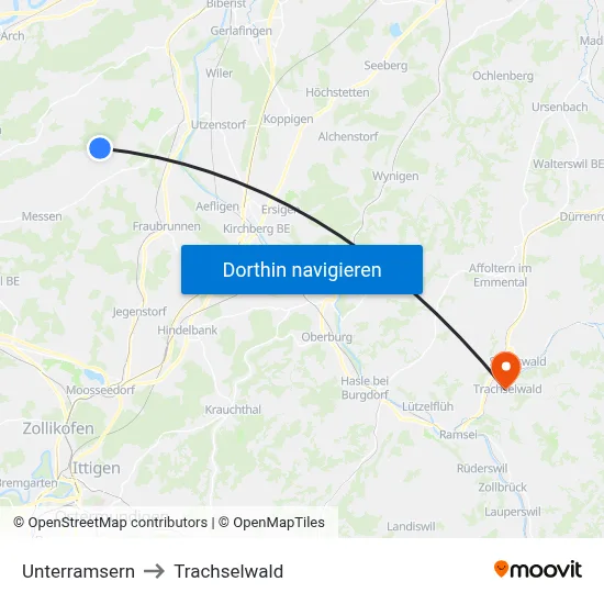 Unterramsern to Trachselwald map