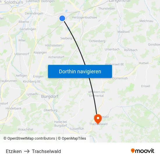 Etziken to Trachselwald map