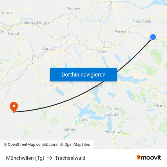Münchwilen (Tg) to Trachselwald map
