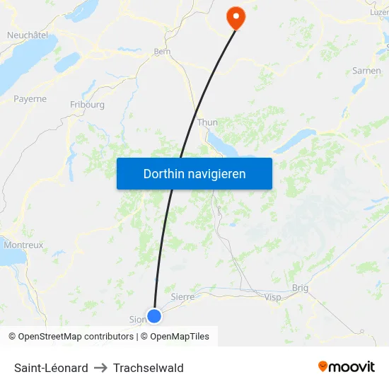 Saint-Léonard to Trachselwald map