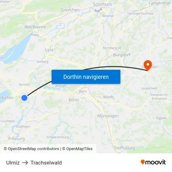 Ulmiz to Trachselwald map