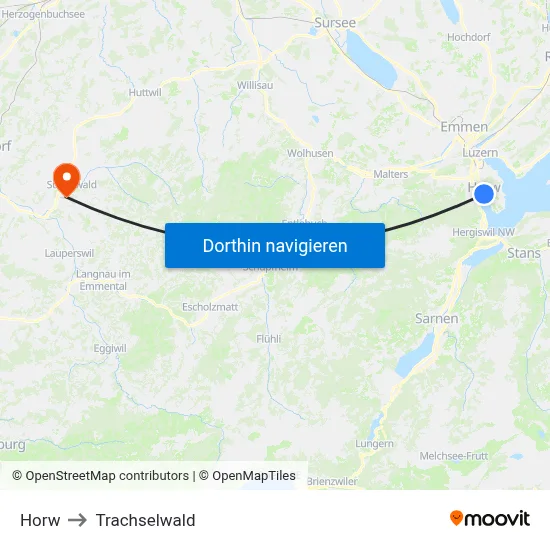 Horw to Trachselwald map