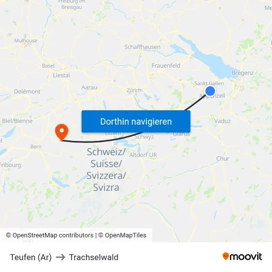 Teufen (Ar) to Trachselwald map