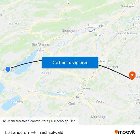 Le Landeron to Trachselwald map