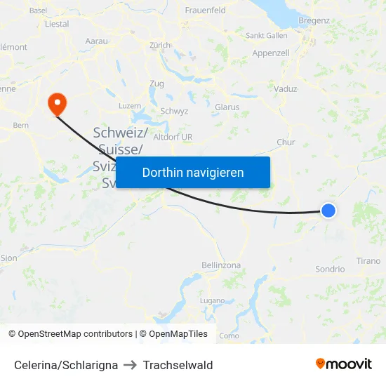 Celerina/Schlarigna to Trachselwald map