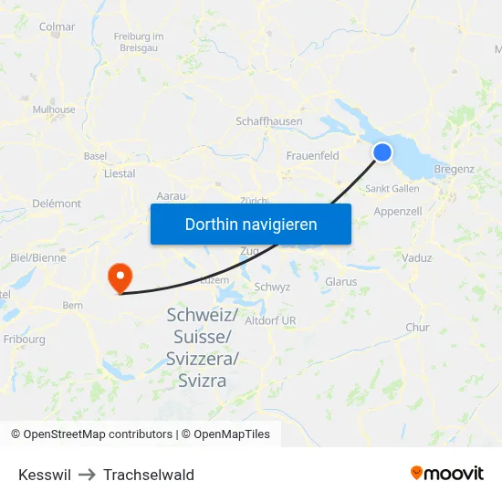 Kesswil to Trachselwald map
