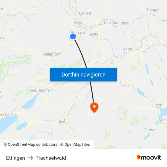 Ettingen to Trachselwald map
