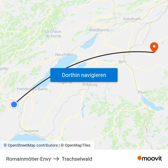 Romainmôtier-Envy to Trachselwald map