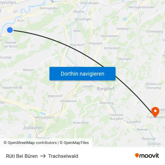 Rüti Bei Büren to Trachselwald map