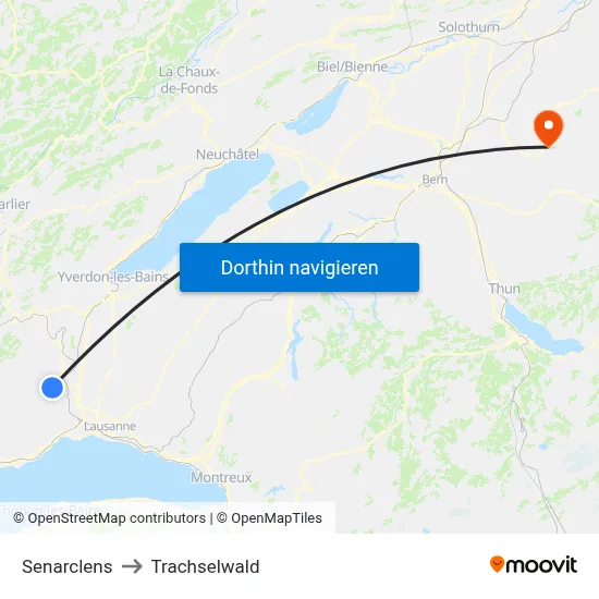 Senarclens to Trachselwald map