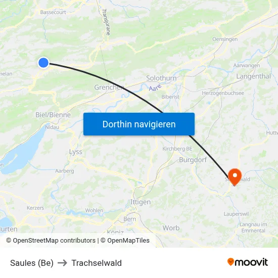 Saules (Be) to Trachselwald map