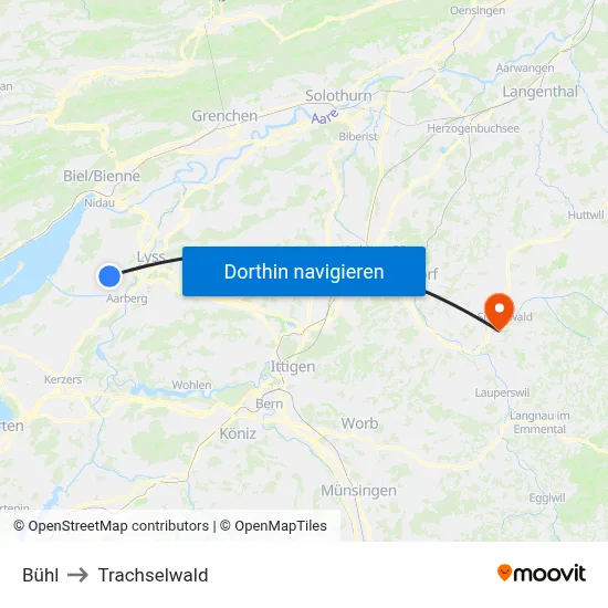 Bühl to Trachselwald map