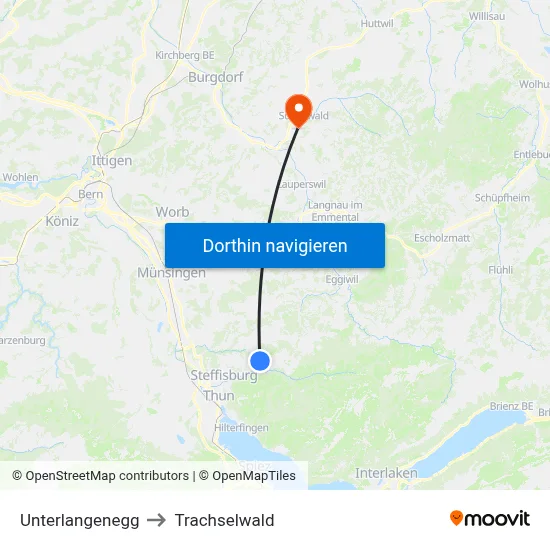 Unterlangenegg to Trachselwald map