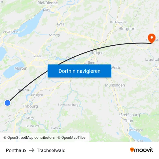 Ponthaux to Trachselwald map