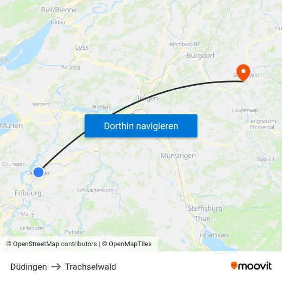 Düdingen to Trachselwald map